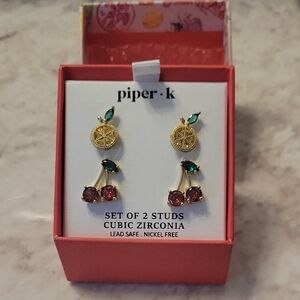 Piper K Lemon and Cherry Stud Earrings